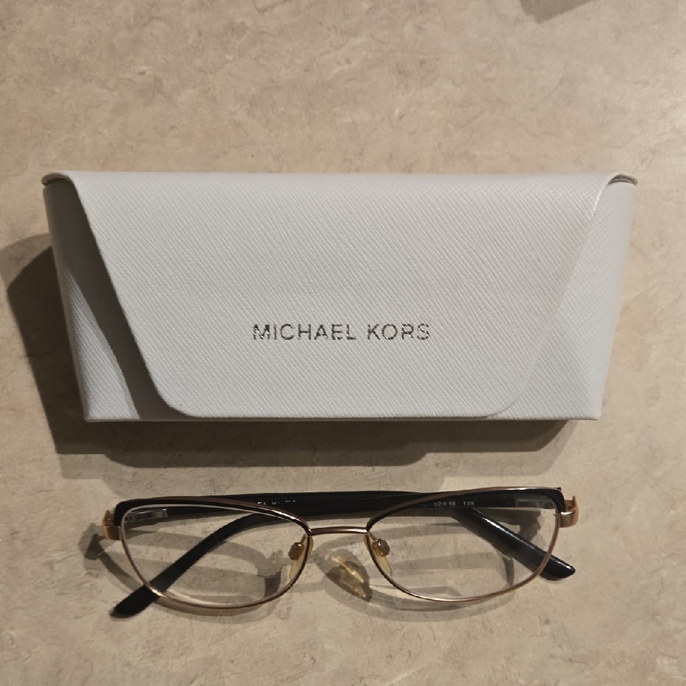 Michael Kors Gold Frame Glasses with White Case